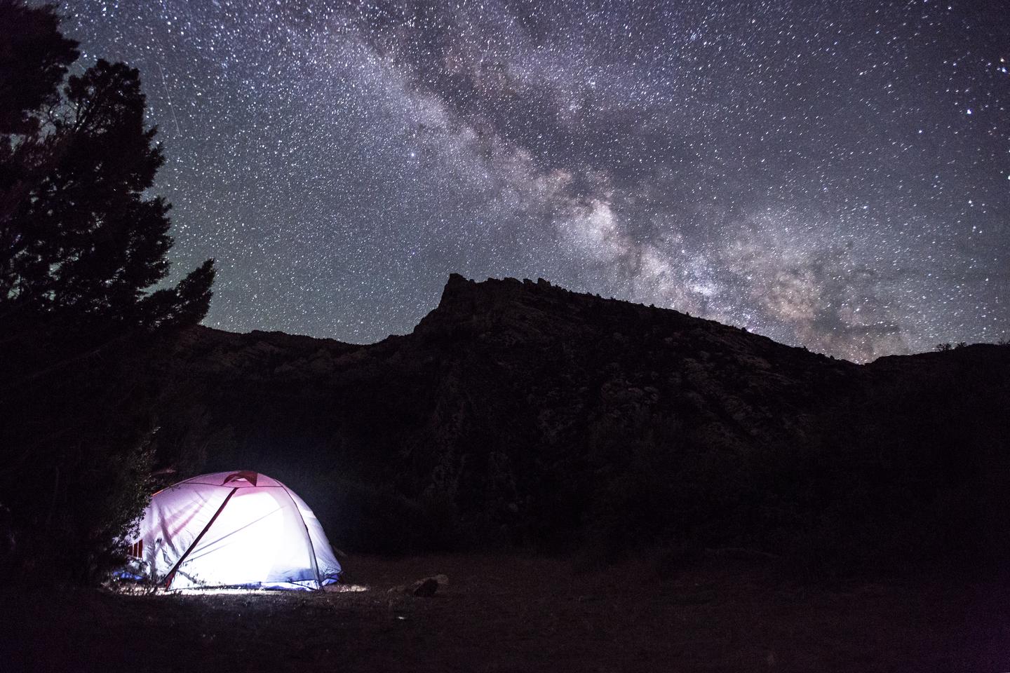 Night Sky over TentDinosaur's dark skies provides dramatic views of the Milky Way Galaxy