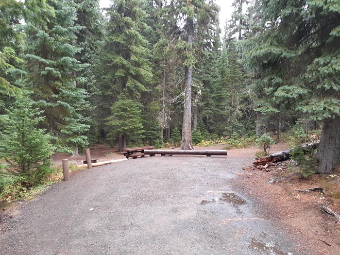 Campsite #3 with parking area, picnic tables and fire ringJubilee Lake Campground site #3