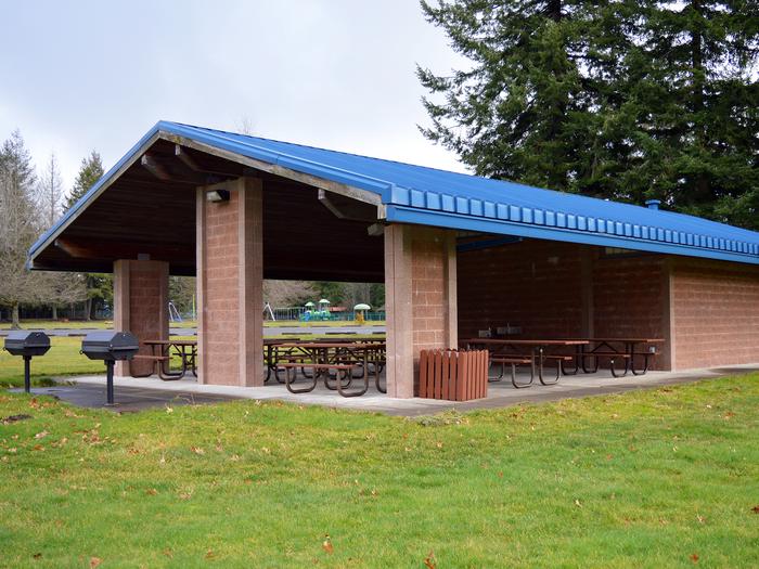 Chinook ShelterThe Chinook Shelter is the largest of the two and provides ample space and additional amenities for large and small events alike.