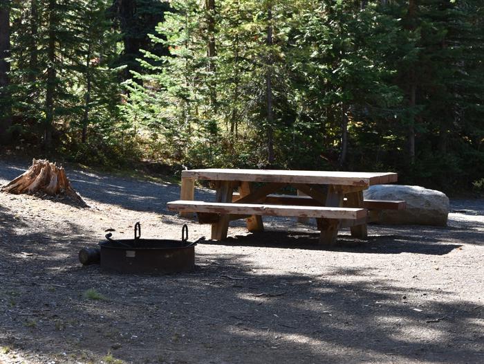 camp site with picnic table, rock, fire pitJubilee Lake Campground site #23