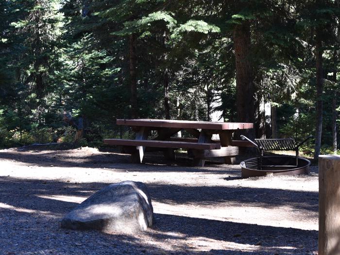 camp site with picnic table and fire pitJubilee Lake Campground site #28