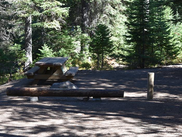 camp site picnic table and fire ringJubilee Lake Campground site #40