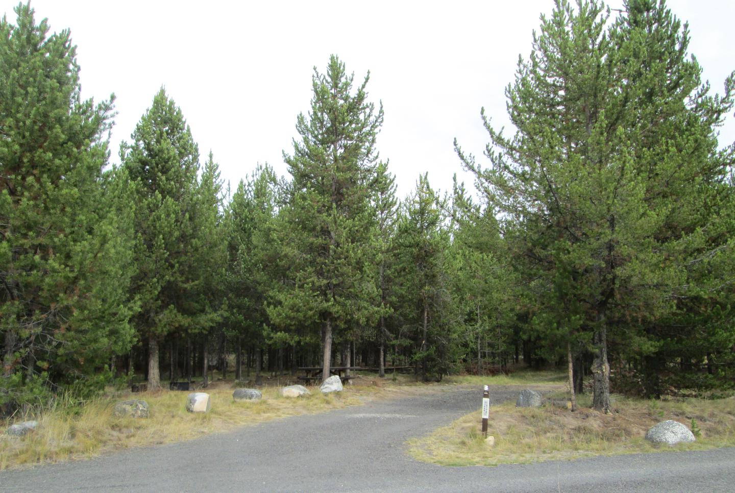camp site parking area and entrance sign.NFJD Campground site #3