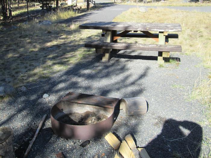 camp site picnic table and fire ringNFJD Campground site #7