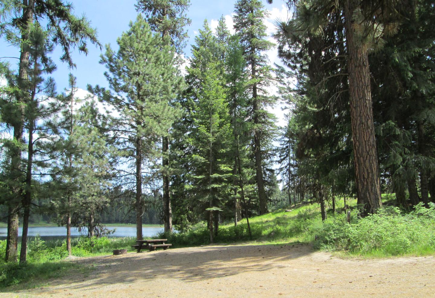 campsite parking area and entrance signBull Prairie Lake Campground site #27