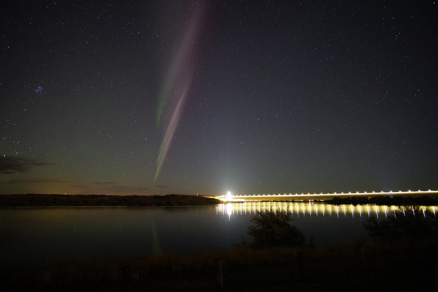 Aurora one evening over the Missouri RiverFort Peck is a great place to view the night sky, we even see the aurora!