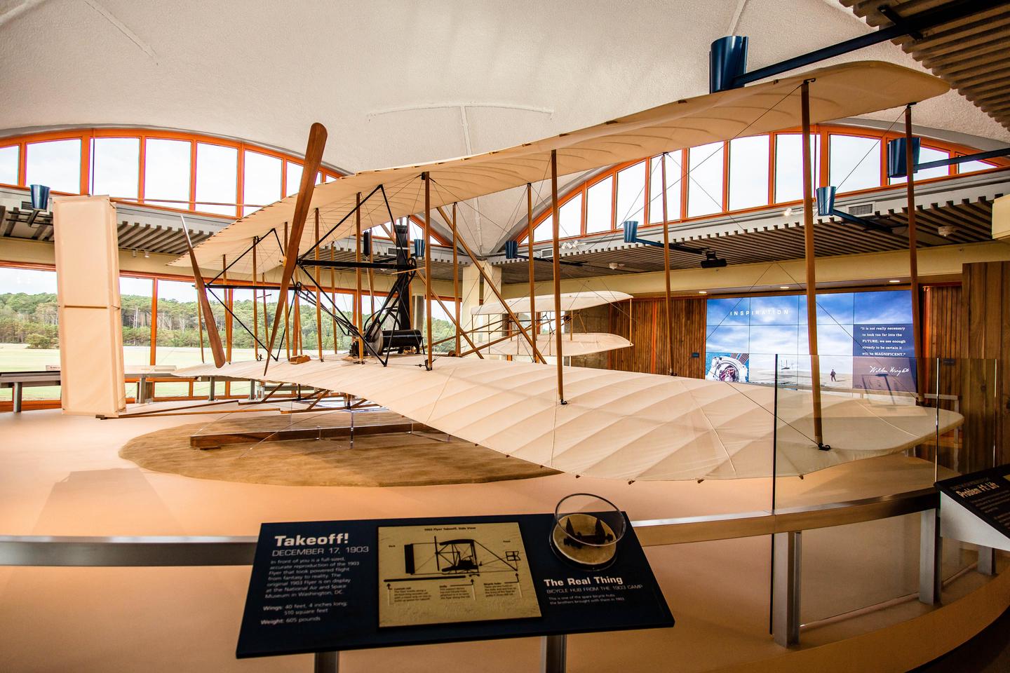 flight roomA replica of the 1903 flyer is on display in the Flight Room, helping bring this amazing moment to life.