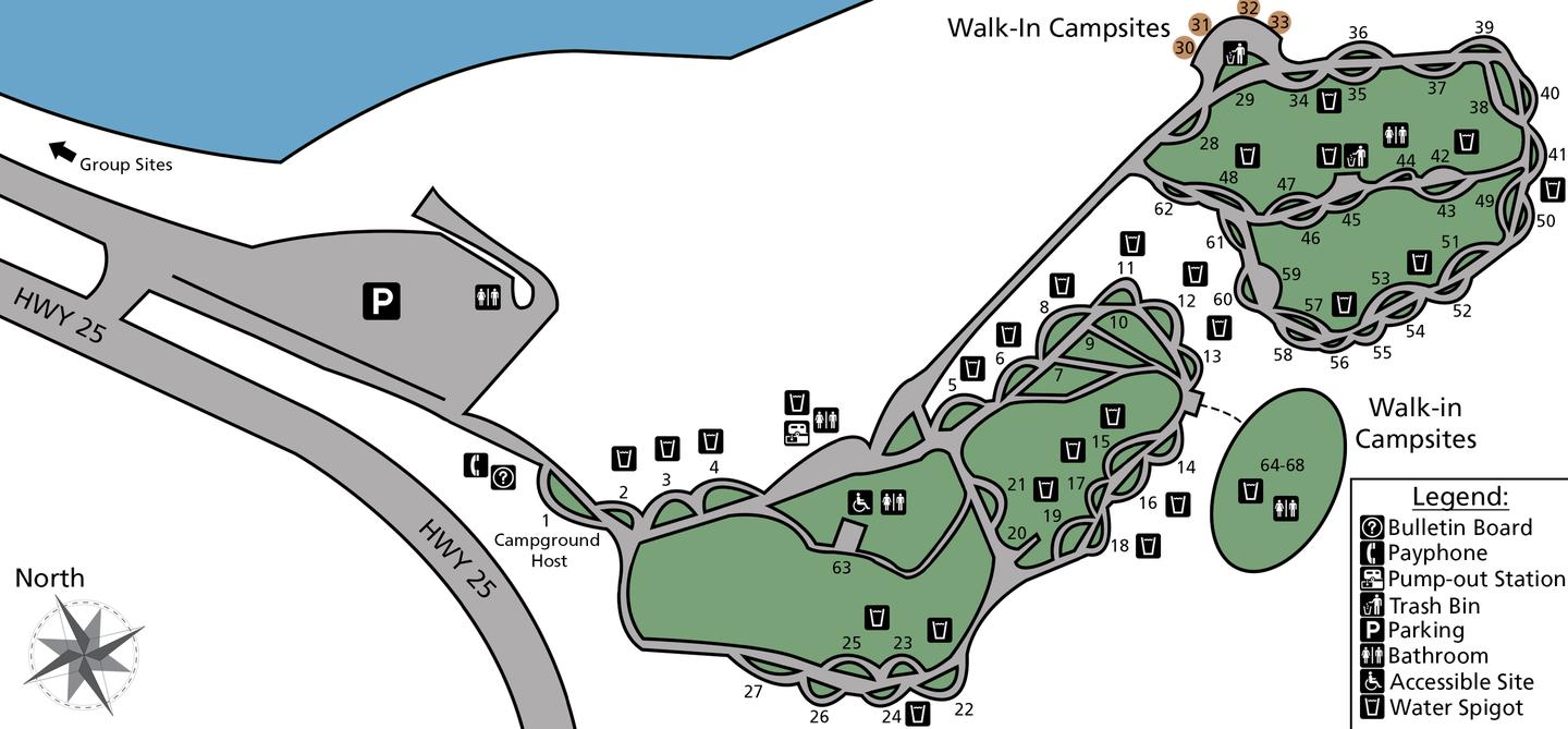 Ft. Spokane Campground Site Map
