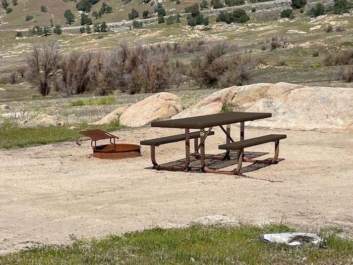 Site area.Picnic table and fire ring at campsite.