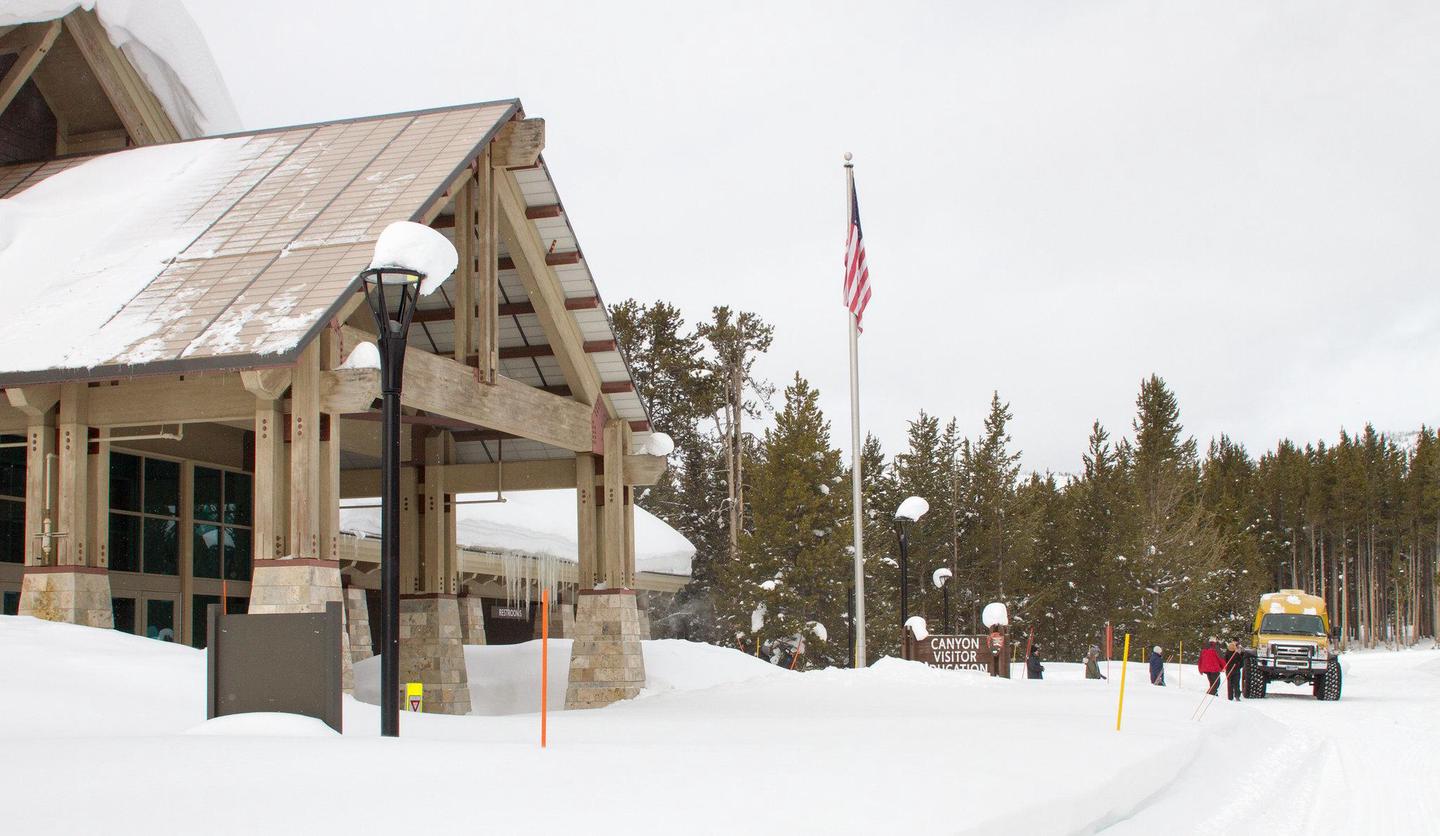 Canyon Visitor Education Center in winter.The lobby and restrooms of Canyon Visitor Education Center are open in the winter.