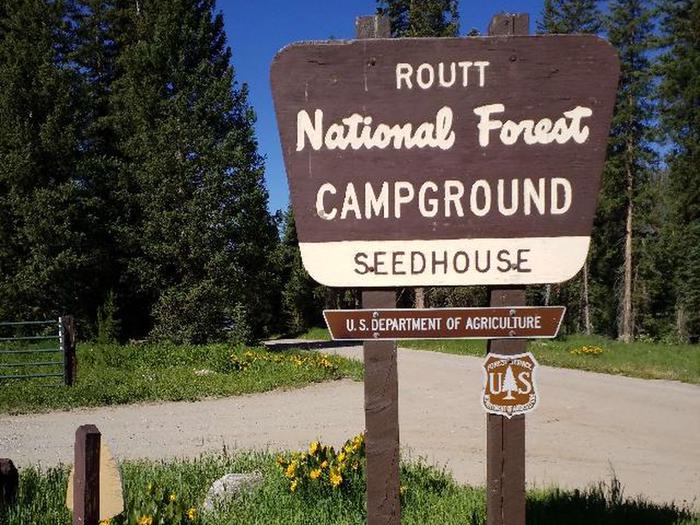Seedhouse Campground entrance sign