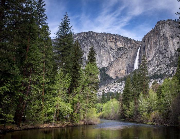 Upper Yosemite Fall and Merced River in spring