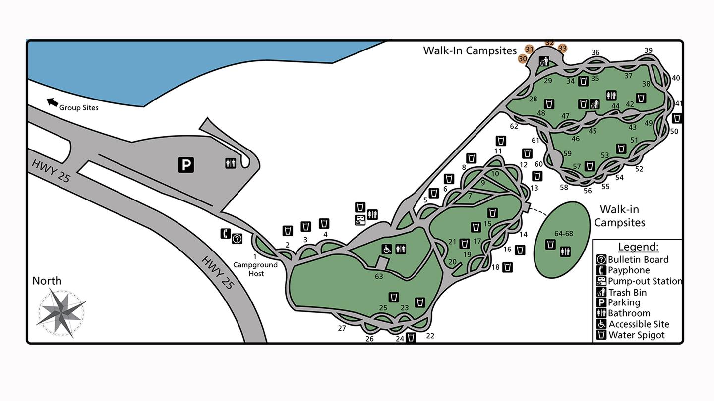 Fort Spokane Campground site map