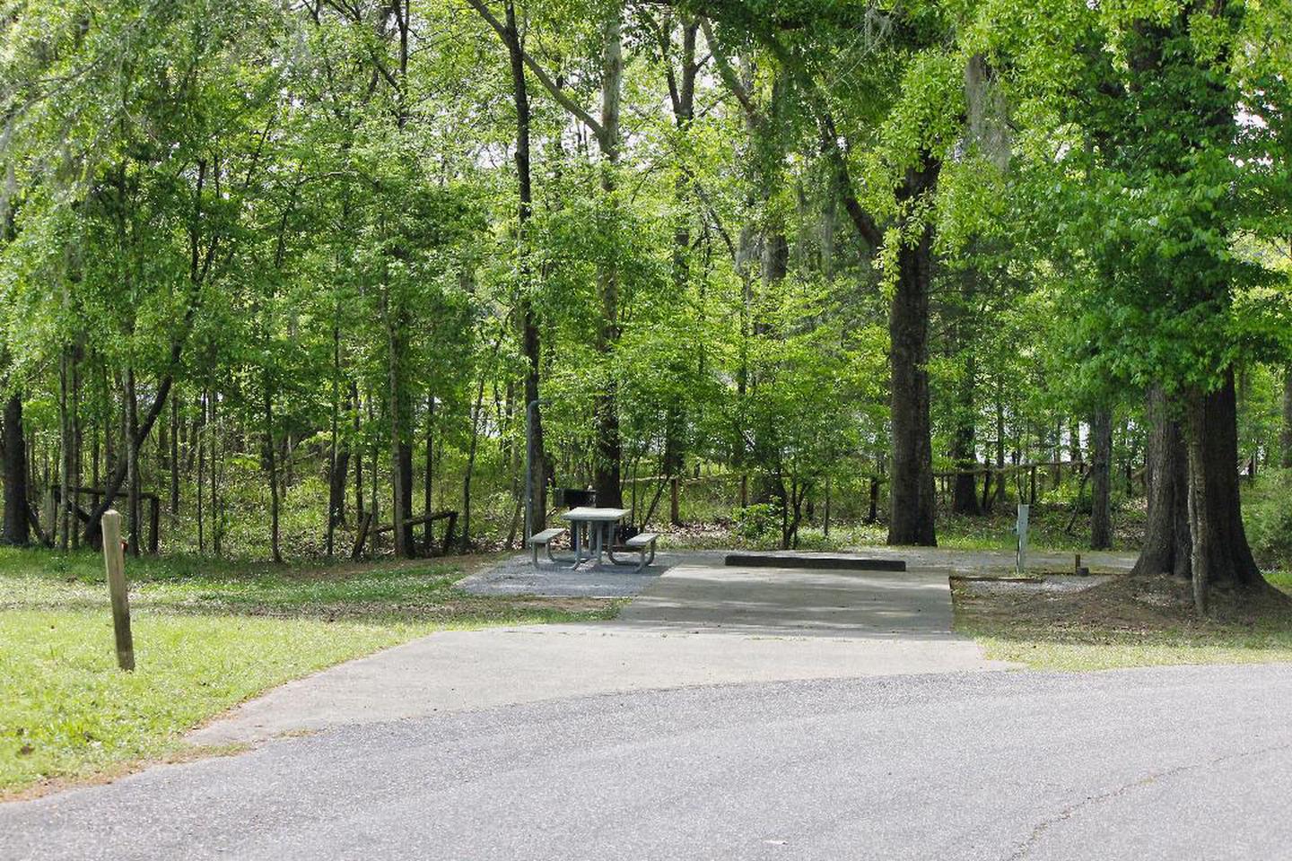 A photo of Site 051 of Loop PRAIRIE CREEK (AL) at PRAIRIE CREEK (AL) with Picnic Table, Electricity Hookup, Fire Pit, Shade, Lantern Pole, Water Hookup