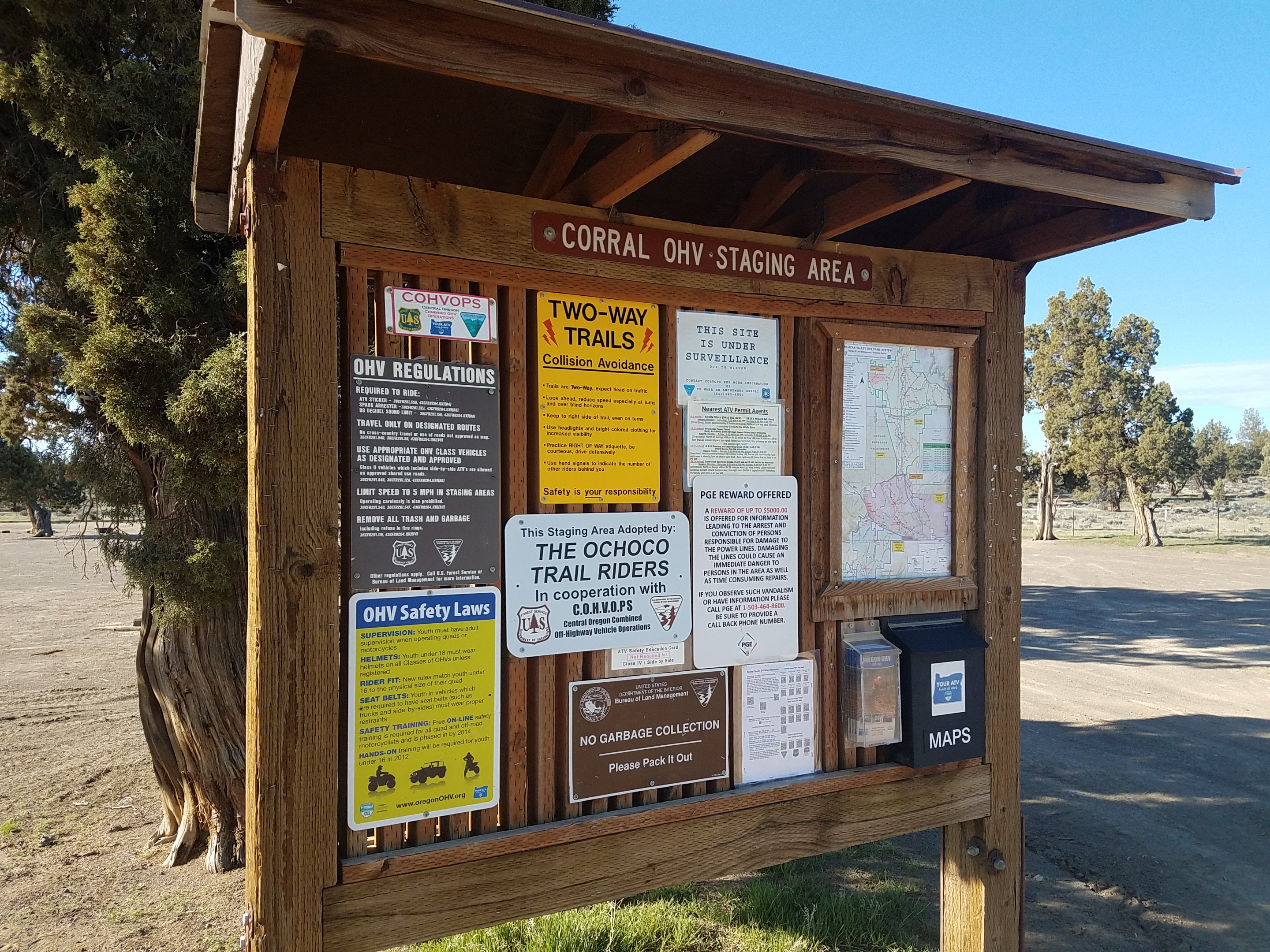 Information kiosk at Corral Off Highway Vehicle Staging Area