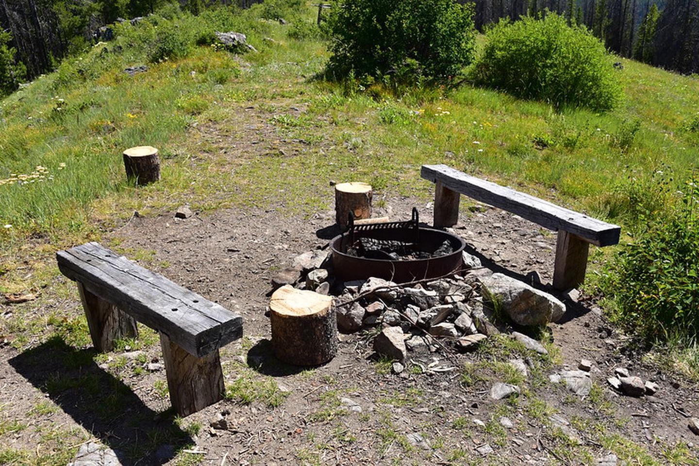 McCart Lookout fire ringBenches around a developed fire ring