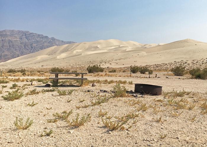Eureka Dunes CampgroundPrimitive campsite with view of sand dunes