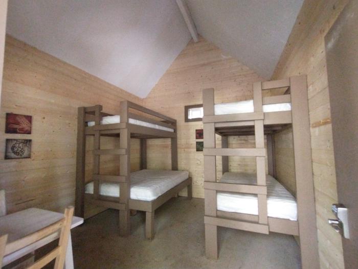 Interior of cabin showing bunksCabin bunks