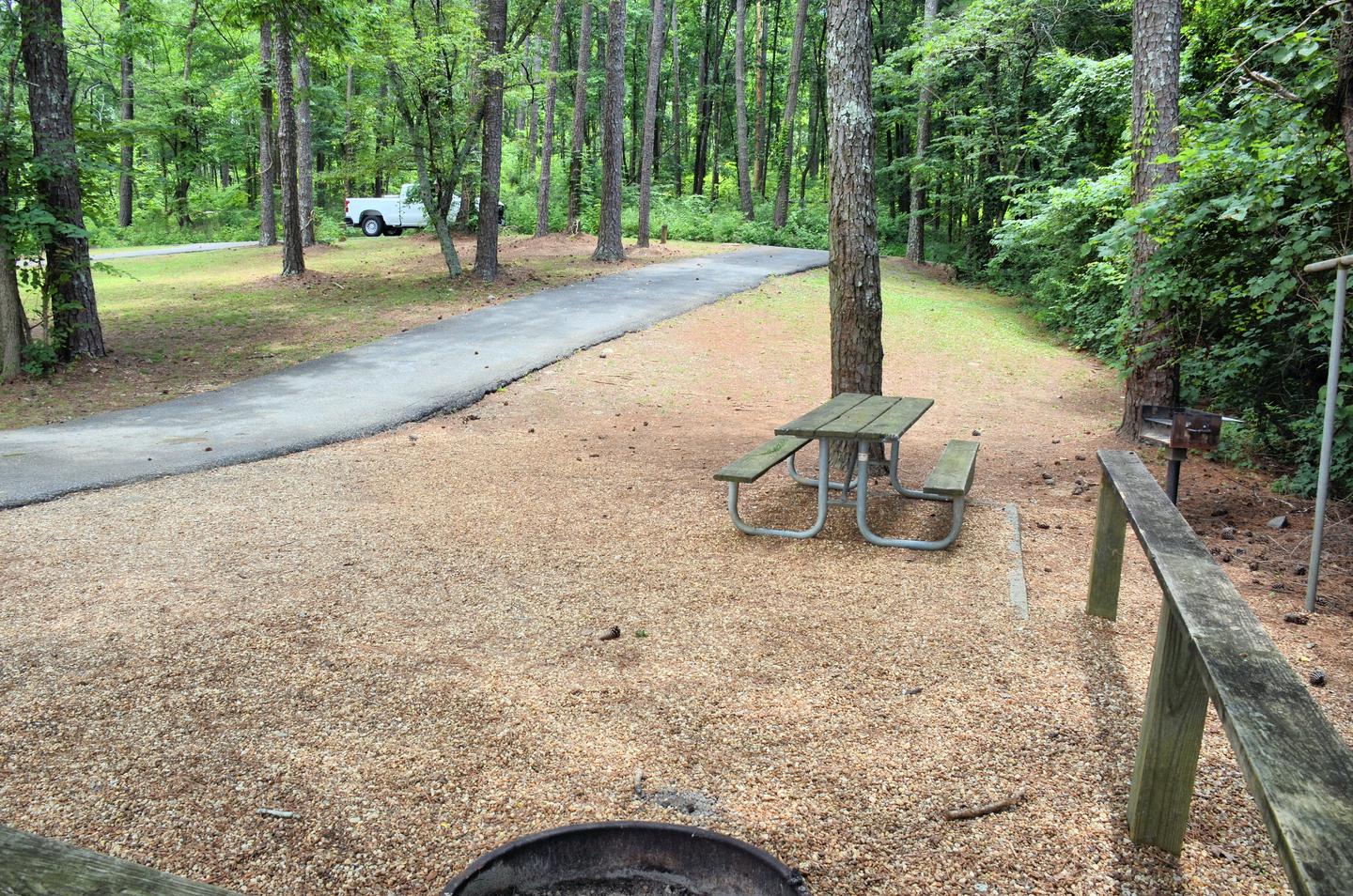 Driveway slope..Old Highway 41 #3 Campground Campsite 45. Looking from campsite up to road.