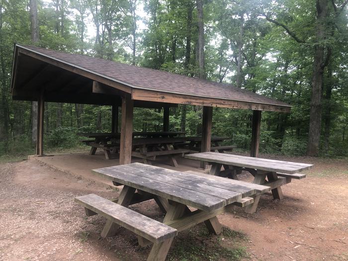 A photo of Site 001 of Loop 2 Point at LAKE VESUVIUS RECREATION AREA with Picnic Table, Lean To / Shelter