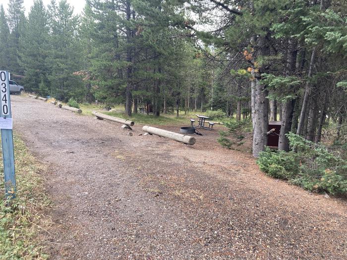 A photo of Site 340 of Loop O at Colter Bay Campground with Picnic Table, Fire Pit, Food Storage