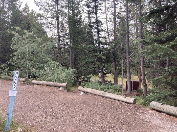 A photo of Site 292 of Loop N at Colter Bay Campground with Picnic Table, Fire Pit, Food Storage