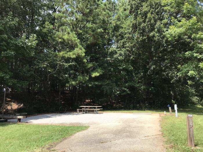 A photo of Site 104 of Loop LOOJ at Holiday (Georgia) with Picnic Table, Electricity Hookup, Fire Pit, Tent Pad, Lantern Pole, Water Hookup