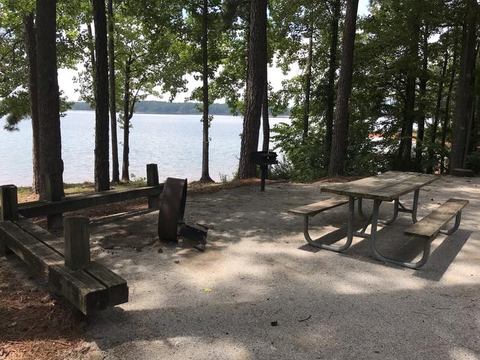 A photo of Site 082 of Loop LOOG at Holiday (Georgia) with Picnic Table, Electricity Hookup, Fire Pit, Shade, Tent Pad, Waterfront, Lantern Pole, Water Hookup