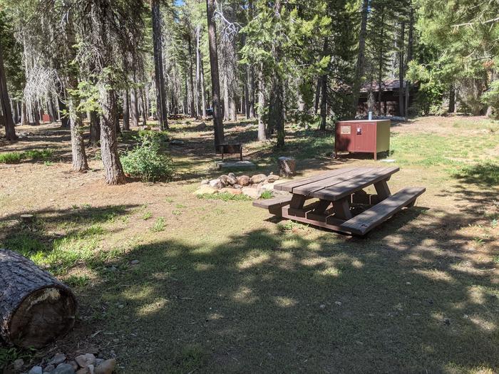 Red Feather Site #10 Photo 3Overlooking site #10 with picnic table, fire ring, grill, and bear box in view. Restroom can be seen nearby