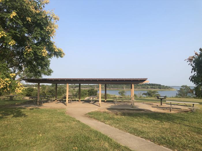 A photo of Site 4 of Loop EAST ROLLING HILLS PARK (KS) at EAST ROLLING HILLS PARK (KS) with Picnic Table, Lean To / Shelter