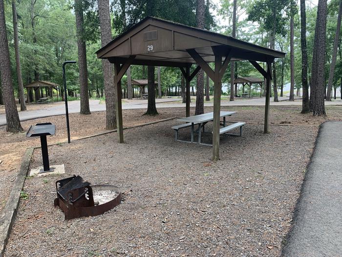 A photo of Site 29 of Loop CARTER COVE  at CARTER COVE with Picnic Table, Fire Pit, Shade, Lantern Pole