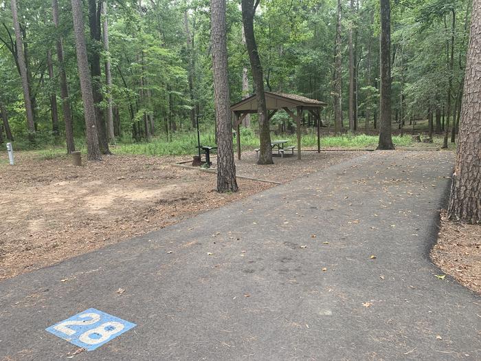 A photo of Site 28 of Loop CARTER COVE  at CARTER COVE with Picnic Table, Electricity Hookup, Fire Pit, Shade, Lantern Pole, Water Hookup