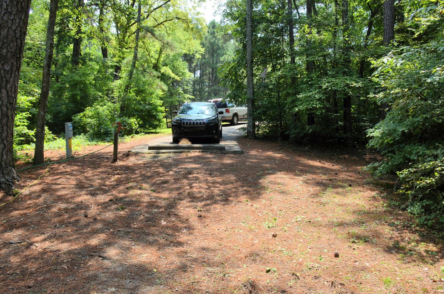 Driveway and slope to campsite.McKaskey Creek Campground, campsite 3.  The walk down from parking spot to campsite.
