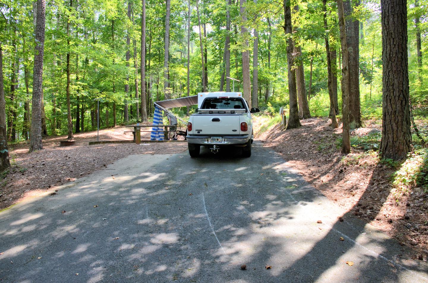 Driveway slopeMcKaskey Creek Campground, campsite 25.  Very steep slope on driveway, notice drag marks.