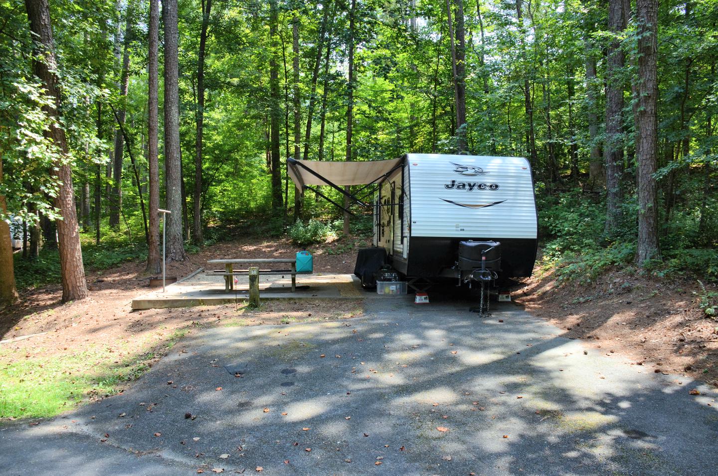 Driveway slope, awning-side clearance.McKaskey Creek Campground, campsite 26.