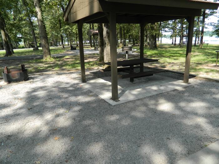 Merrisach Lake D-03 Picnic Shelter + Fire Pit
