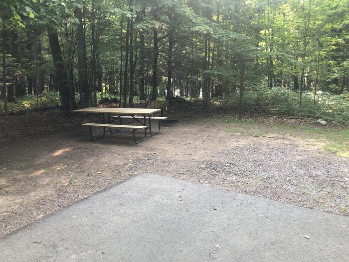 A photo of Site 010 of Loop 1 at Sylvania (Clark Lake) Campground with Picnic Table, Fire Pit, Shade, Lantern Pole