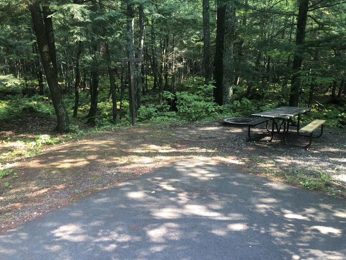 A photo of Site 012 of Loop 1 at Sylvania (Clark Lake) Campground with Picnic Table, Fire Pit, Shade, Lantern Pole