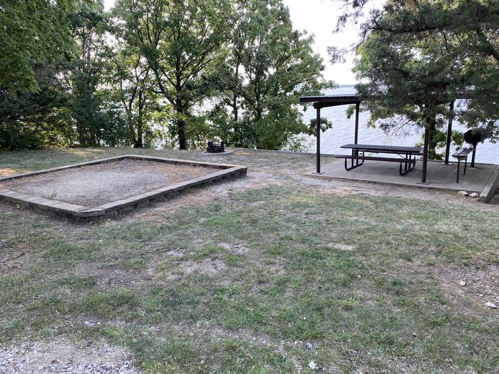 A photo of Site 014 of Loop SFET at SANTA FE TRAIL with Picnic Table, Fire Pit, Shade, Tent Pad, Waterfront