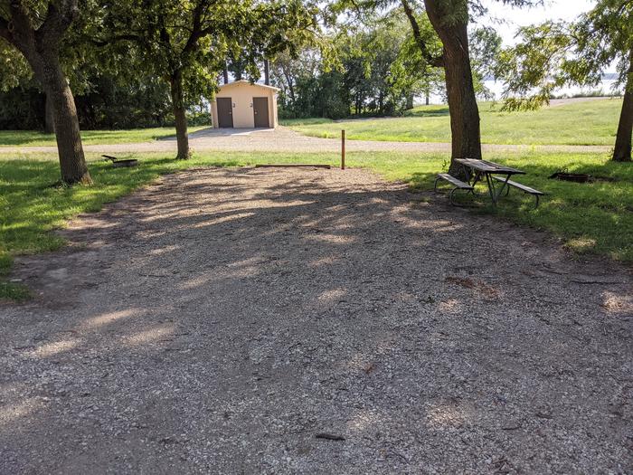 A photo of Site 1 of Loop A at Timber Creek Park with Picnic Table, Fire Pit, Shade
