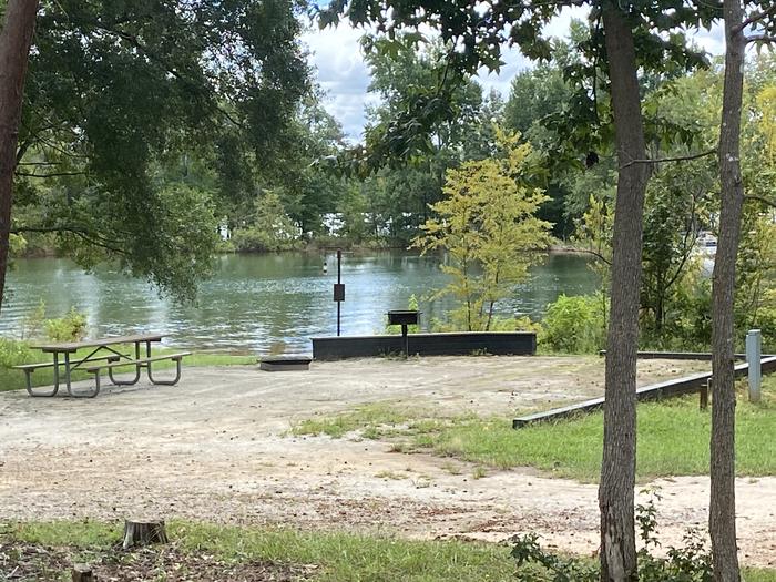 A photo of Site 48 of Loop SPRINGFIELD  at SPRINGFIELD with Picnic Table, Electricity Hookup, Fire Pit, Shade, Tent Pad, Waterfront, Lantern Pole, Water Hookup