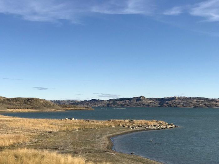 A photo of the Fort Peck Shoreline from the Bone Trail Recreation area.A photo taken from the Bone Trail  recreation area.