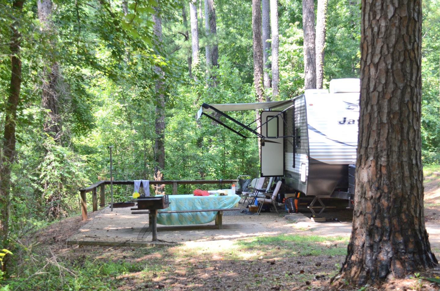 Awning-side clearance, campsite view..Sweetwater Campground, campsite 4.