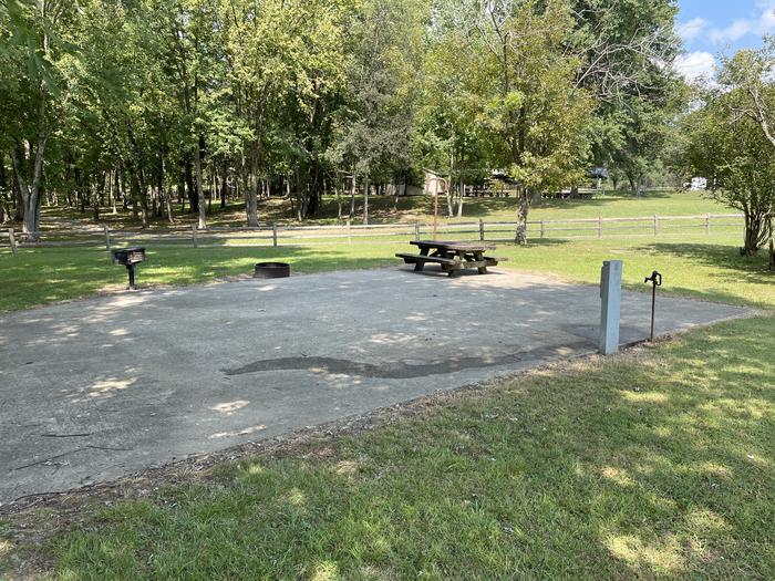 A photo of Site 006 of Loop LAKE at DEFEATED CREEK PARK with Picnic Table, Electricity Hookup, Fire Pit, Shade, Water Hookup