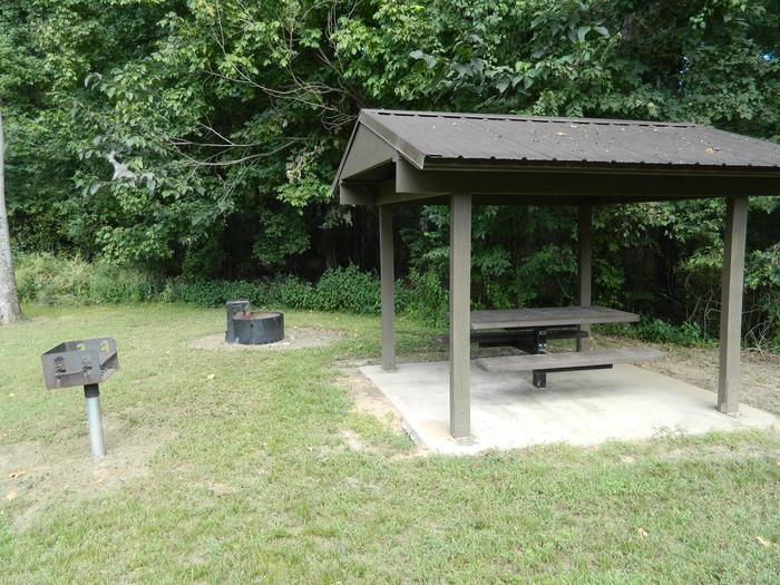 Pendleton Bend A-13 Picnic Shelter + Fire Ring