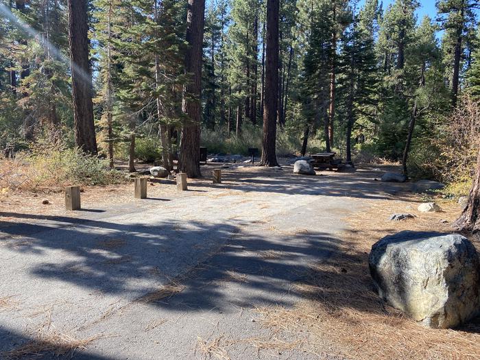 A photo of Site 110 of Loop AREA FALLEN LEAF CAMPGROUND at FALLEN LEAF CAMPGROUND with Picnic Table, Fire Pit, Food Storage