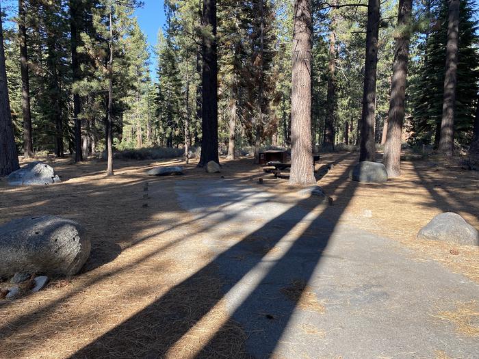 A photo of Site 119 of Loop AREA FALLEN LEAF CAMPGROUND at FALLEN LEAF CAMPGROUND with Picnic Table, Fire Pit, Food Storage