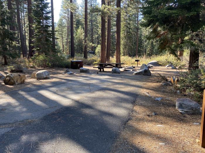 A photo of Site 113 of Loop AREA FALLEN LEAF CAMPGROUND at FALLEN LEAF CAMPGROUND with Picnic Table, Fire Pit, Food Storage