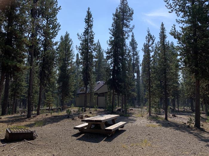 A photo of Site E03 of Loop Loop E at BROKEN ARROW CAMPGROUND with Picnic Table, Fire Pit, Shade, Tent Pad