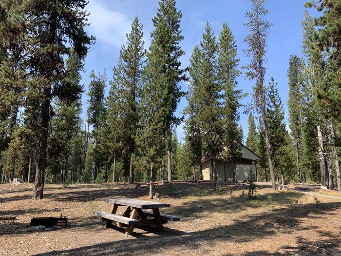 A photo of Site E11 of Loop Loop E at BROKEN ARROW CAMPGROUND with Picnic Table, Fire Pit, Shade, Tent Pad